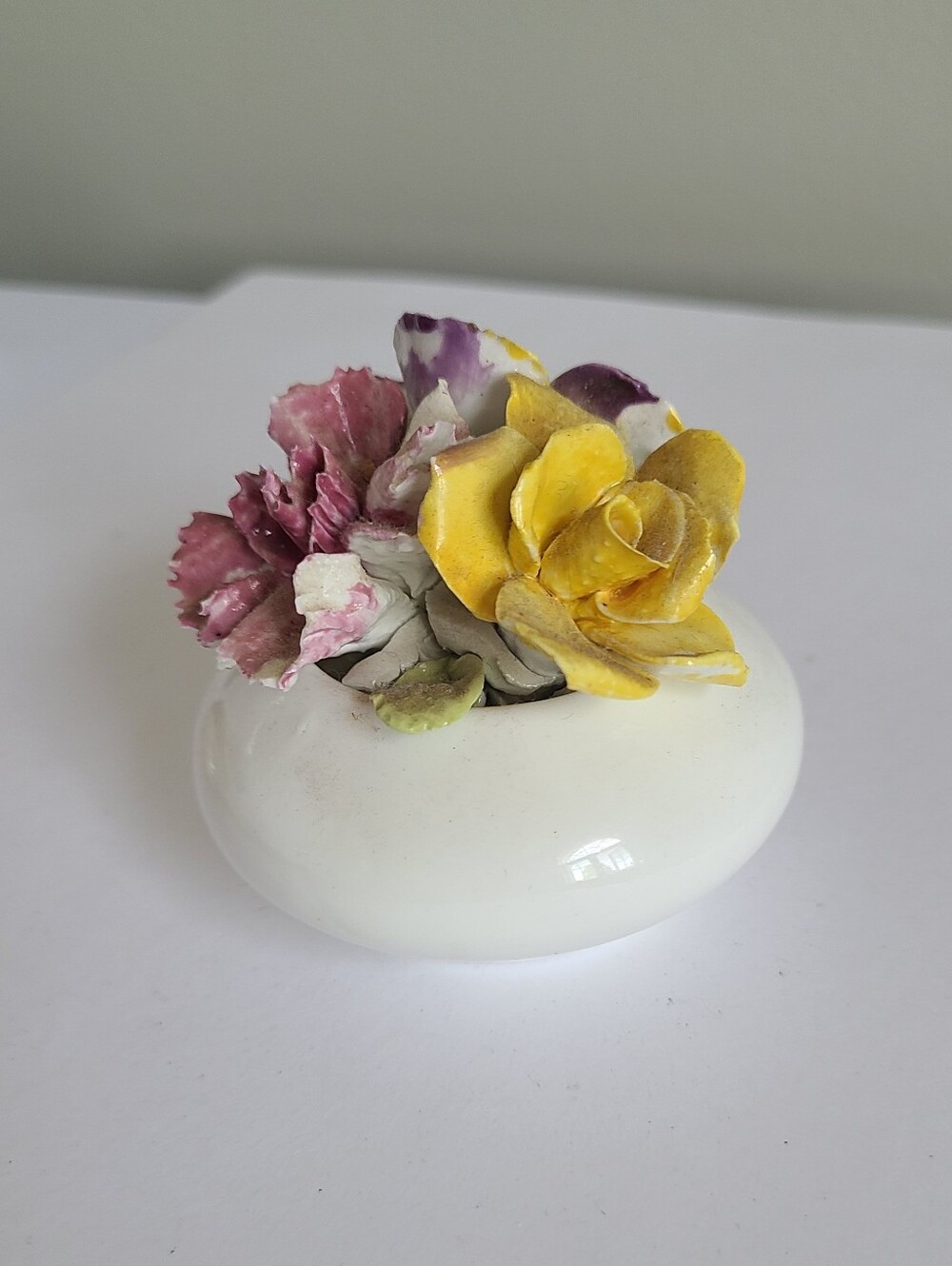 Vintage Sandford Made in England Miniature Fine Bone China Flower Pot Figurine